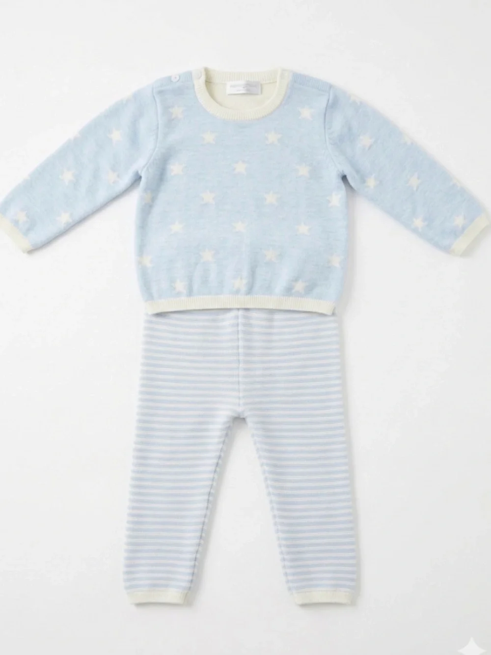 Mayoral Light Blue and White Star Knit Sweater Set